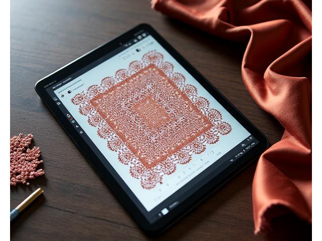 Design de tissu personnalisé, un motif complexe de textile numériquement et physiquement
